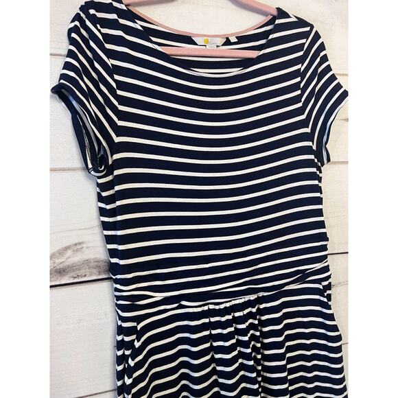 Boden Short Sleeve Dress Navy Blue With White Stripes Size 10R Easy Comfy - Picture 8 of 8